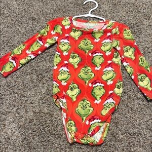 Dr.Seuss X Posh Peanut Grinch Red and Green Long Sleeve Kids One Piece
